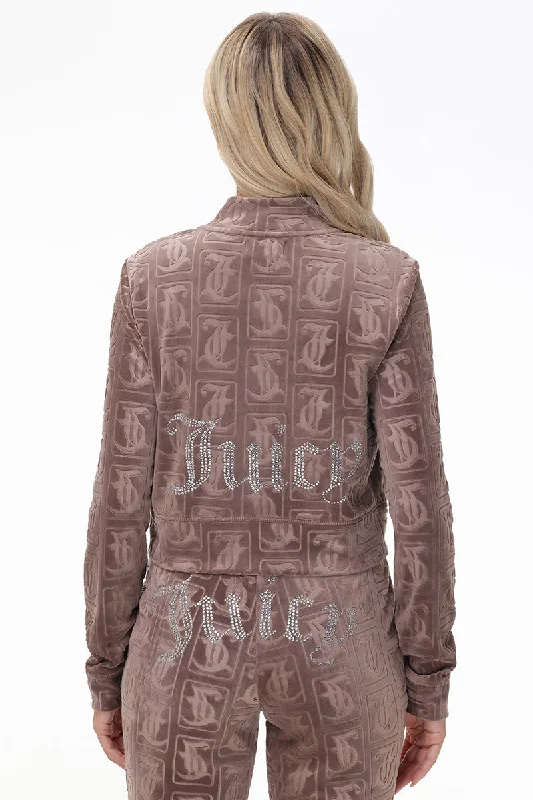 Big Bling Embossed Velour Bomber Jacket