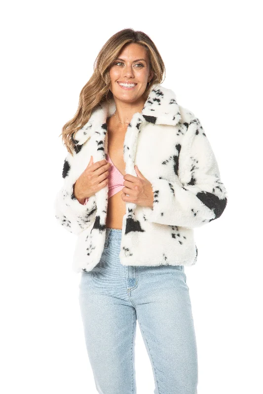 Spotted Faux Sherpa Jacket