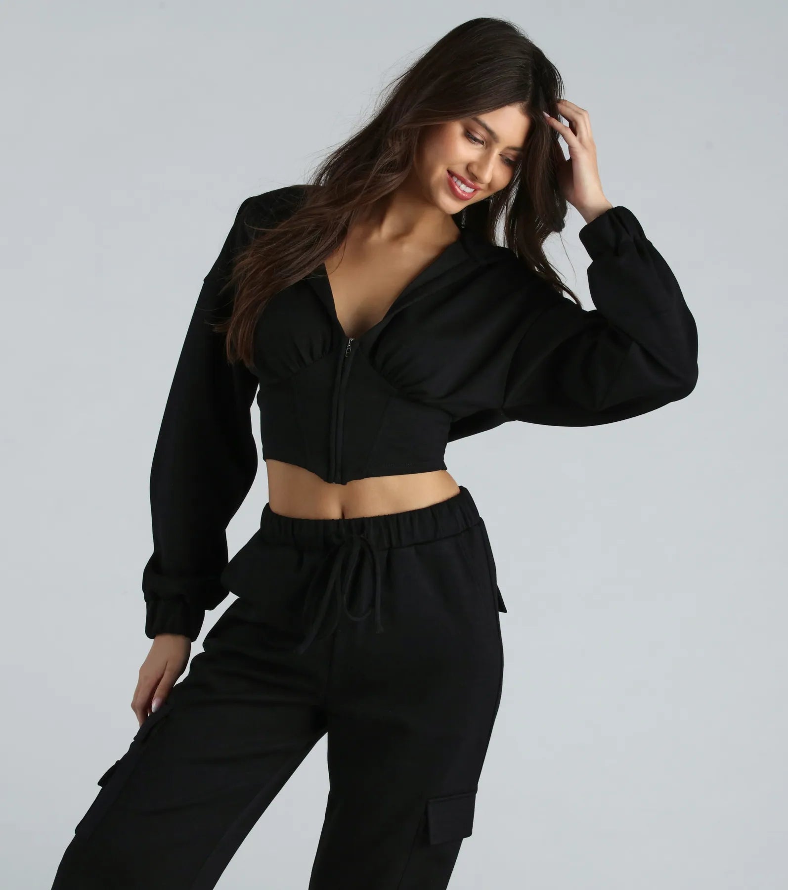 Looking Sweet Corset Crop Hoodie