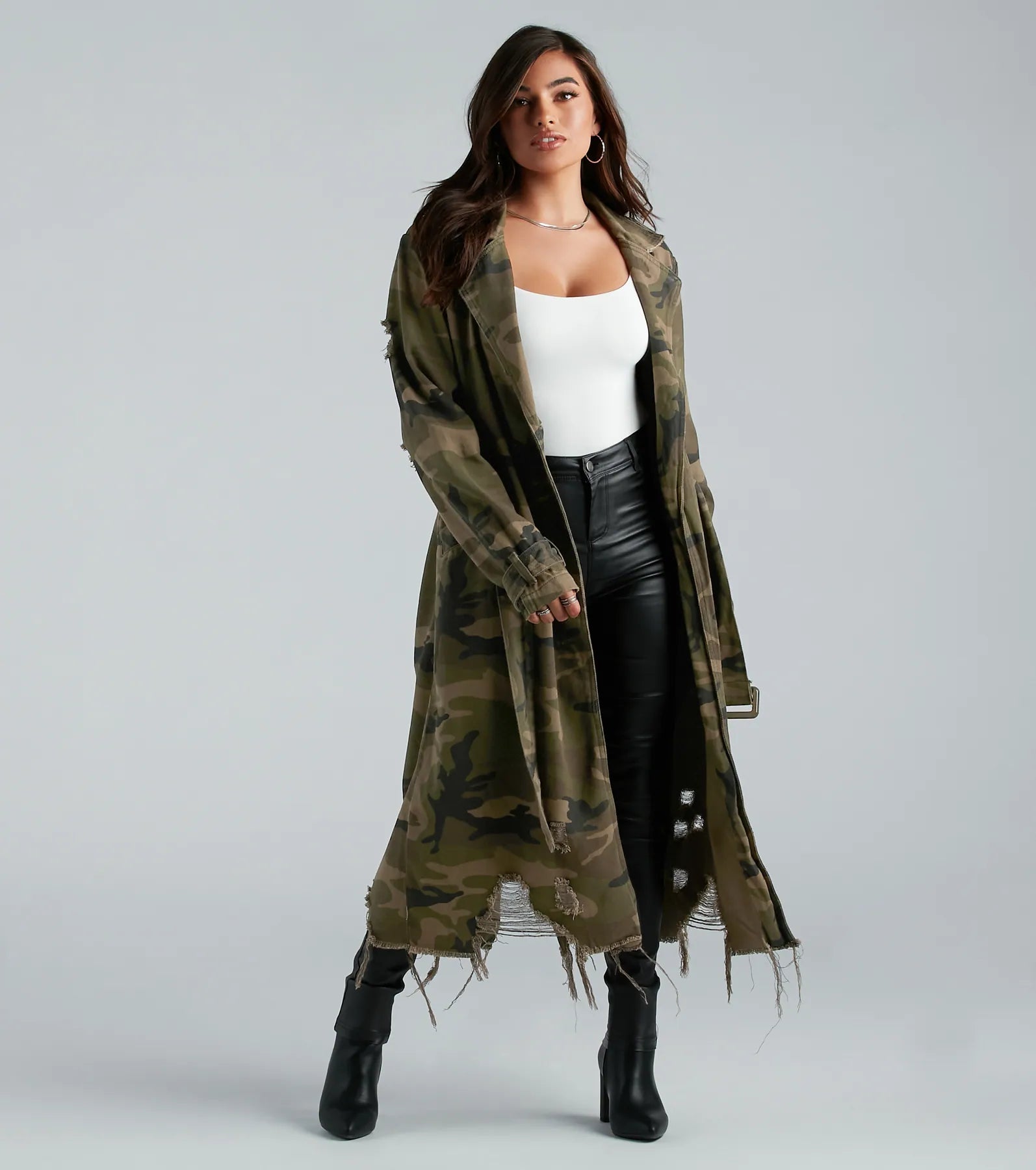 Salute Your Style Camouflage Belted Trench