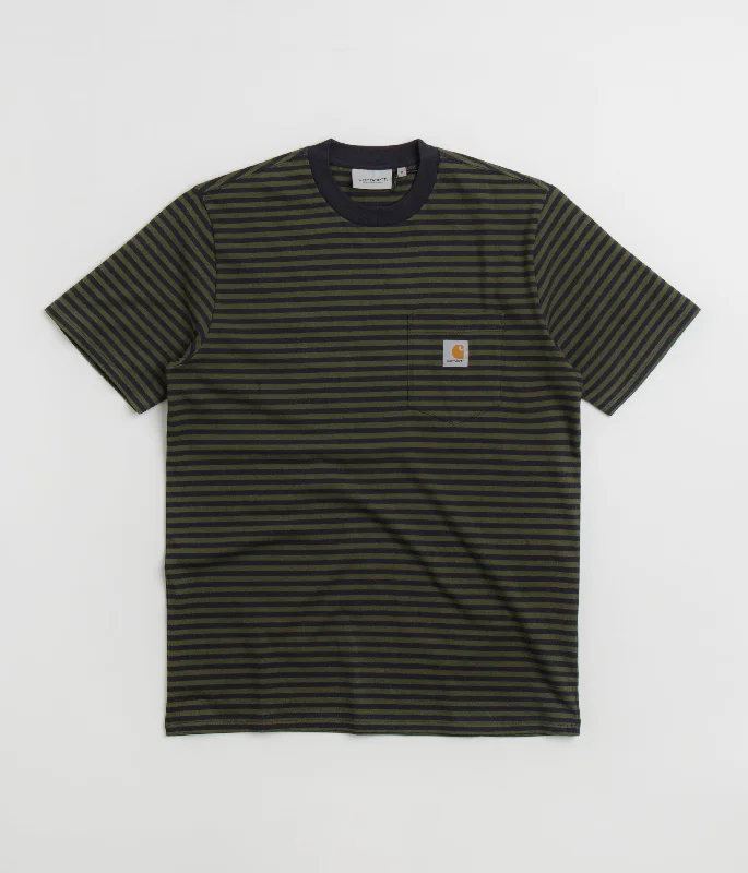 Carhartt Verner Pocket T-Shirt - Verner Stripe / Dark Navy / Office Green