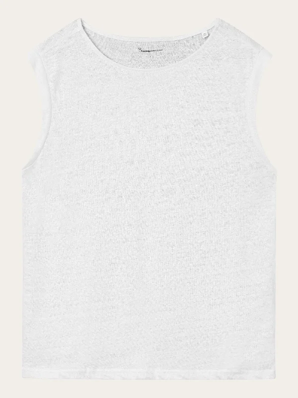 Loose fold up linen t-shirt - Bright White