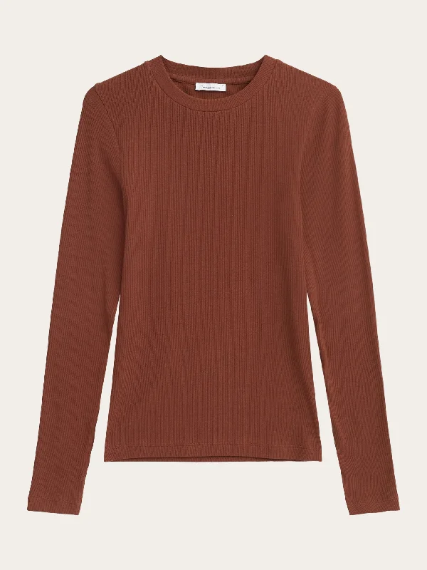 Rib Scoop neck long sleeved - Tiramisu