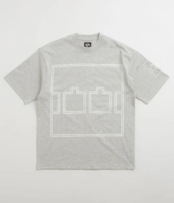 The Trilogy Tapes Logo Outline T-Shirt - Grey Marl