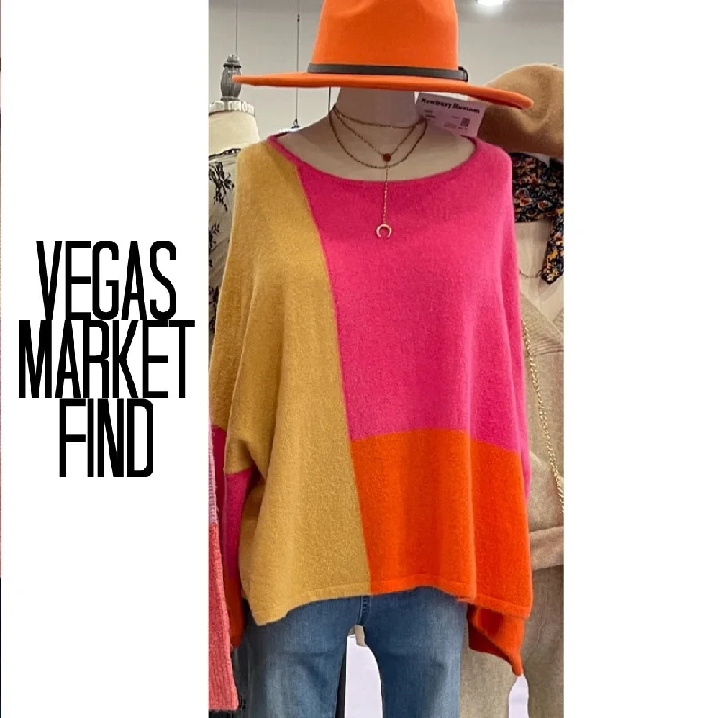 Color Block Balloon Sleeve Sweater