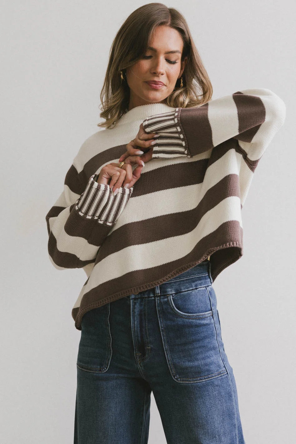 Helena Striped Sweater in Brown