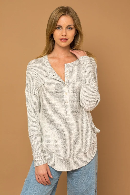 Henley Sweater Knit Top