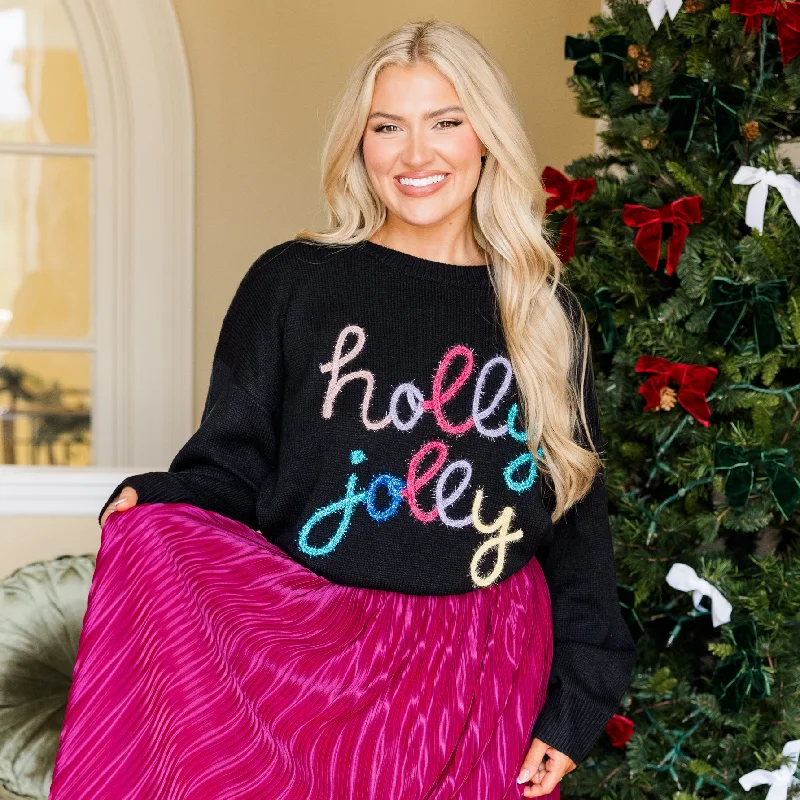 Holly Jolly All The Way Sweater, Black