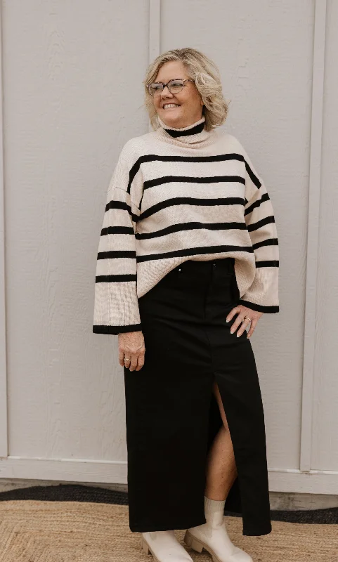 KIMBERLYN CREAM AND BLACK STRIPED SWEATER