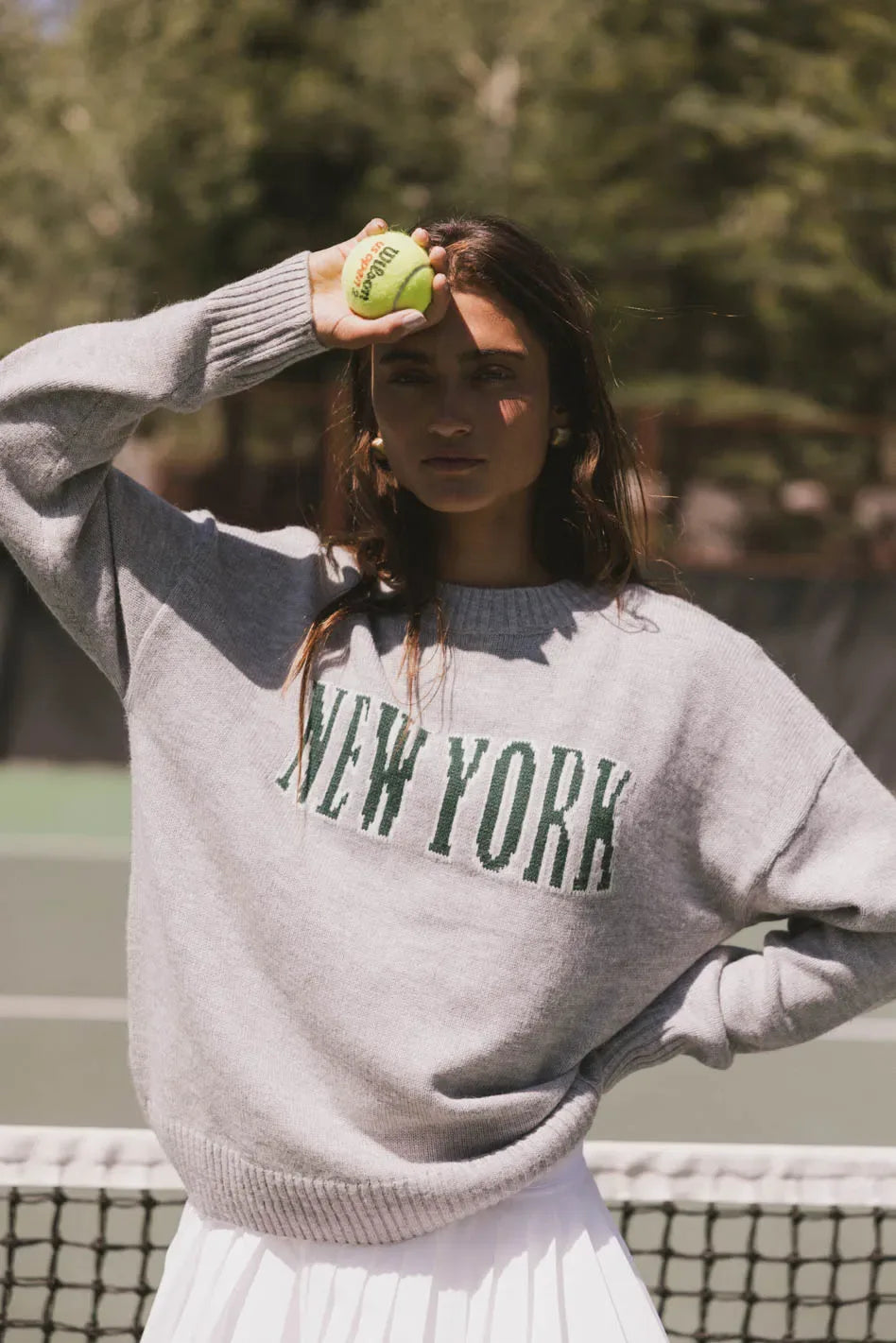 New York Crew Neck Sweater in Grey