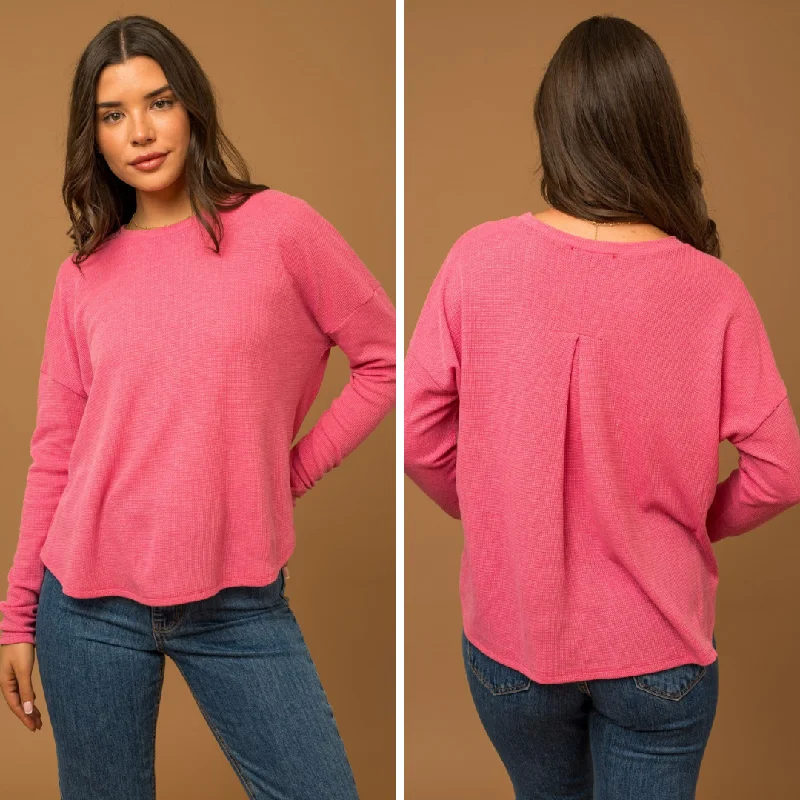 Pleat Backside Long Sleeve Top