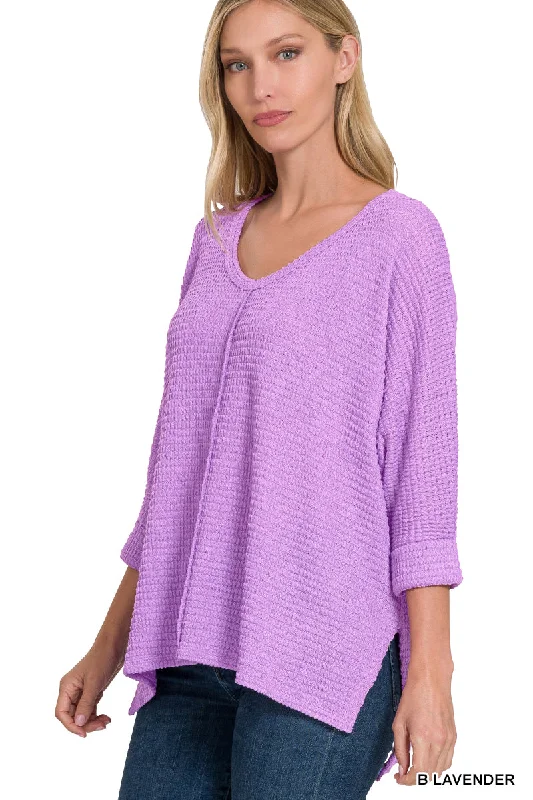 Quarter Sleeve Dolman Jacquard Sweater