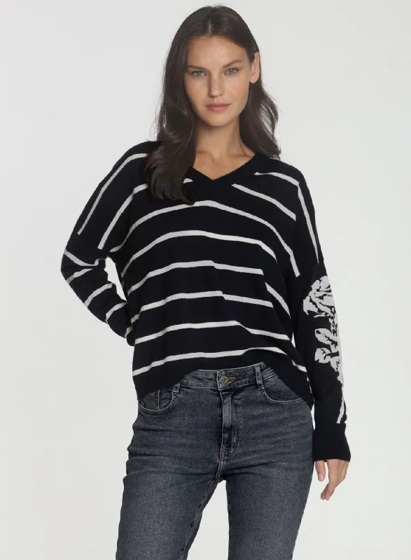 Rosie Stripe Vee - Black/fog