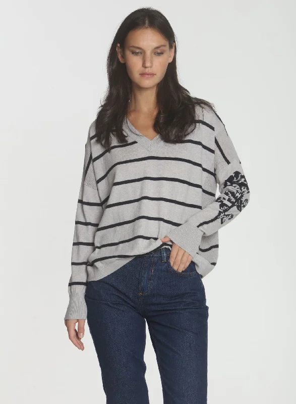 Rosie Stripe Vee - Fog/navy