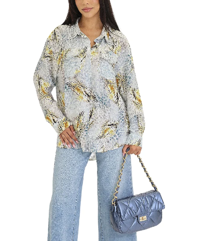 Animal Print Blouse w/ Crystals