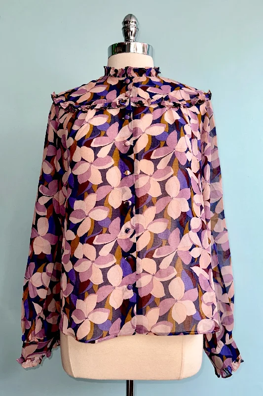 Floral and Leaf Mauve Blouse by Molly Bracken