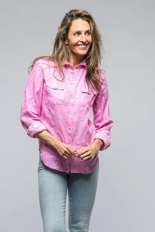 Janie's Soft Touch Linen Shirt In Pink