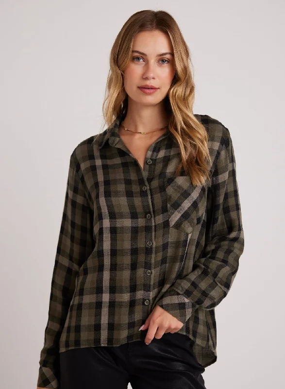 PLAID SLOUCHY POCKET BUTTON DOWN SHIRT