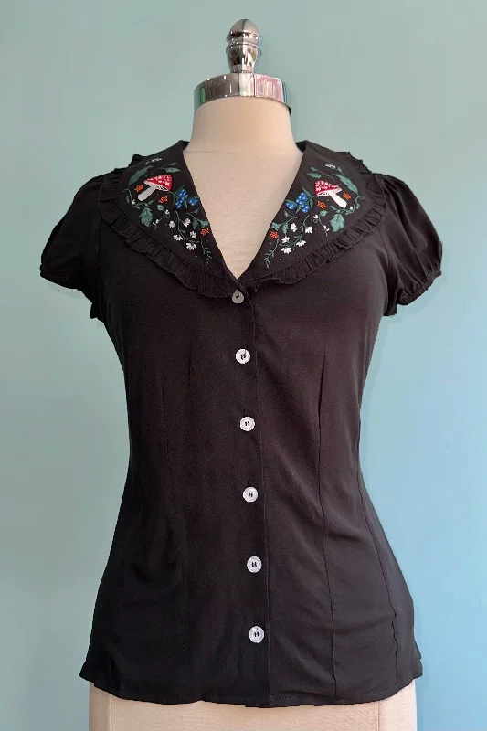 Natura Embroidered Blouse by Hell Bunny