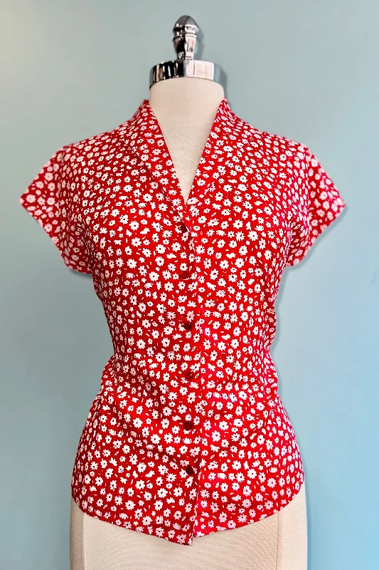 Red Ditsy Daisy Julia Blouse by Emily and Fin