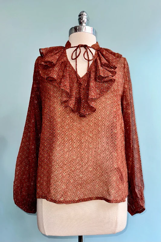 Ruffled Collar Blouse in Copper by Molly Bracken