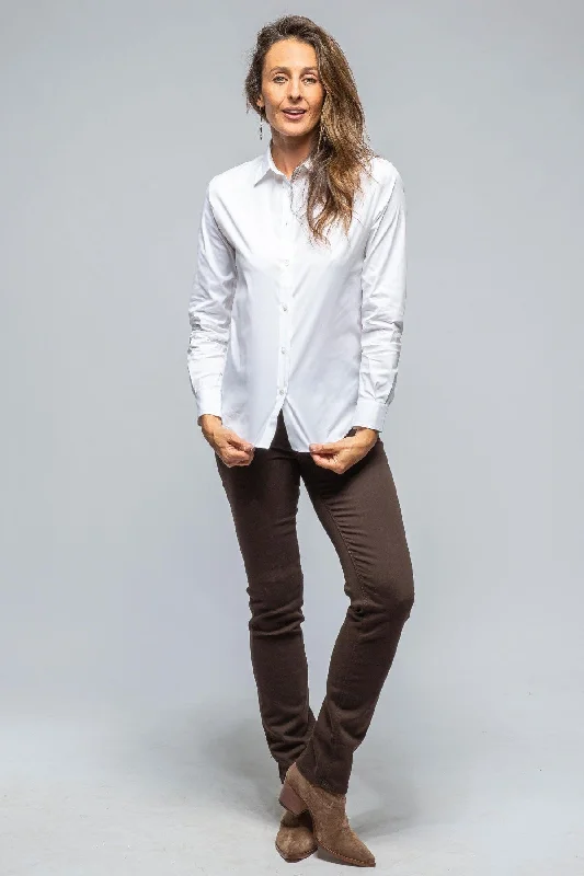 Sara Stretch Cotton White Shirt In White