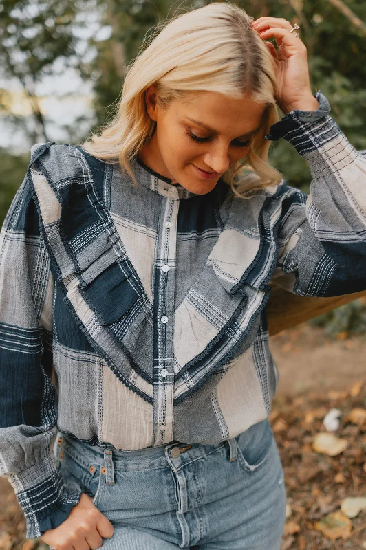 The Lyane Blouse by FRNCH - Blue Check