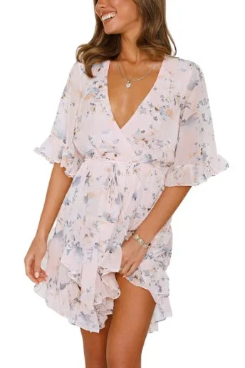 Floral Printed Ruffled Mini Dress