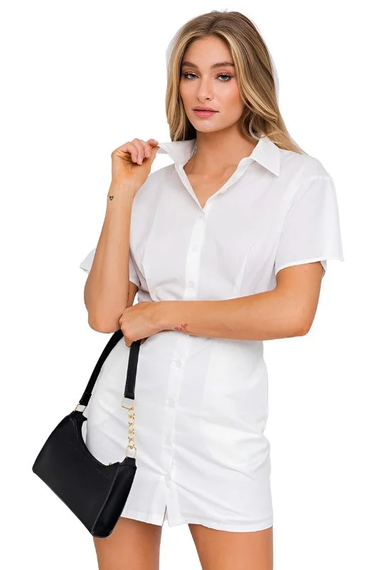 HALF SLEEVE SHIRT MINI DRESS