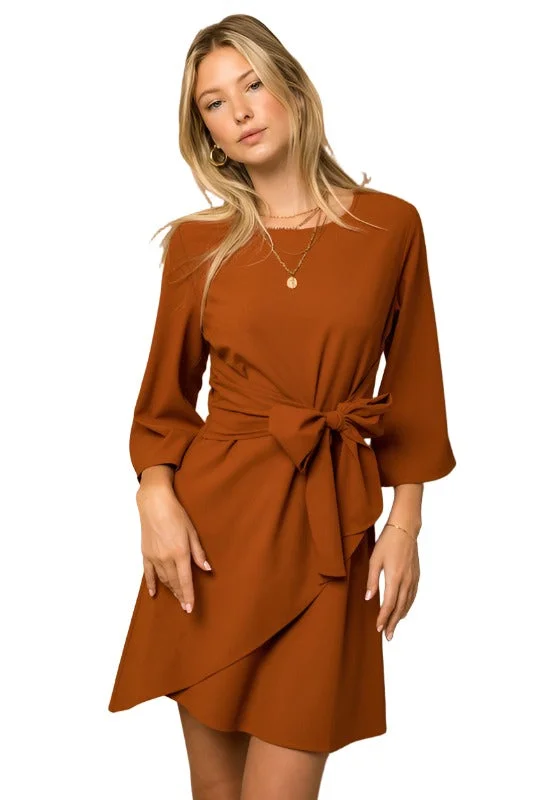 Kimono Sleeve Tie Wrap Dress